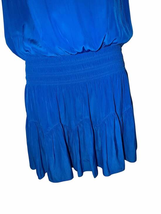 Ramy Brook Tech Perry Dress Cobalt Blue Sleeveless Ruffle Mini Medium - Picture 4 of 11